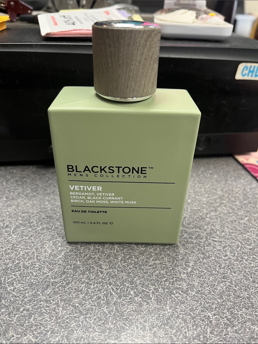 Blackstone Matte Sage Green Vetiver Cologne with Wood-Textured Cap